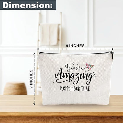 Butterfly Makeup Bag - You're Amazing, Remember That - Positive Quotes Cosmetic Bag, Toiletry Bag Gift For Girls, Teen, Sister, Besties, Personal Care & Accessories - A01