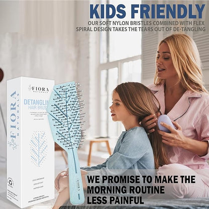 Fiora Naturals Hair Detangling Brush -100% Bio-Friendly Detangler hair brush w/Ultra-soft Bristles- Glide Through Tangles with Ease - For Curly, Fine, Women, Men, Kids, Toddlers, Wet and Dry Hair