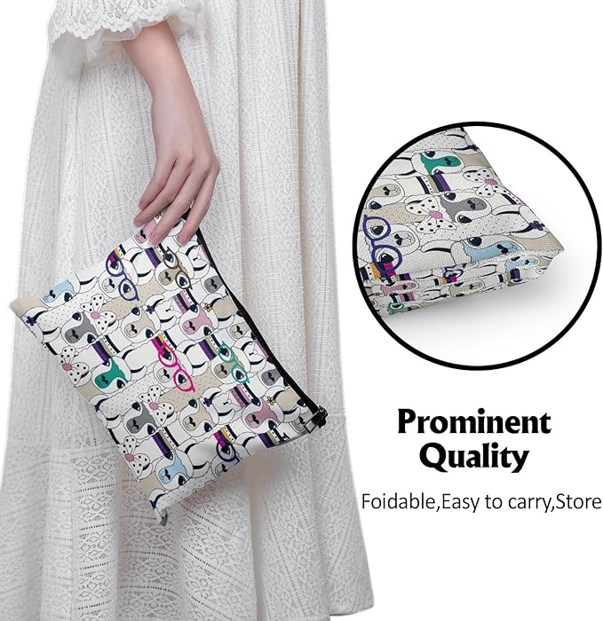 Cafl Modern Alpaca Makeup Bag Llama Cosmetic Bag for Women Large Capacity Make Up Bag Portable Travel Toiletry Pouch Organizer 10 * 8inch