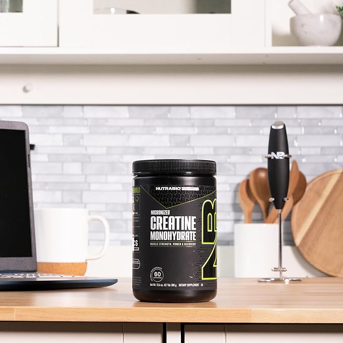 NutraBio Pure Creatine Monohydrate Powder Supplement, Unflavored, (300 g) - Supports Bulk Muscle Energy, Recovery, and Strength - HPLC Tested Pure Grade Creatine Powder Supplement for Men and Women