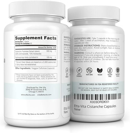 Potent Cistanche Tubulosa Capsules (500 mg) Stress Response, Mood & Cortisol Support (2X Potent 50% Echinacoside/10% Acetoside) Hormonal Balance for Men & Women - Cistanche Supplement, Powder Extract