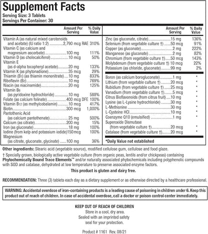 Biotics Research Bio-Multi Plus - Robust Foundational Multivitamin/Mineral Formula, Contains Plant-Based Trace Minerals 90 Tablets