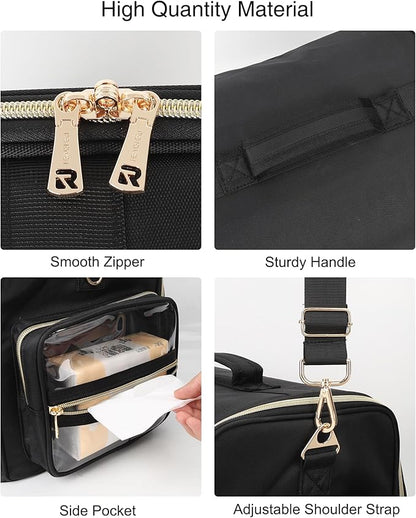 Professional Makeup Bag, Tattoo Case, Makeup Artist Bag Extra Large Capacity Cosmetic Train Case Travel Organizer Box with Adjustable Dividers (Black, Extra Large)