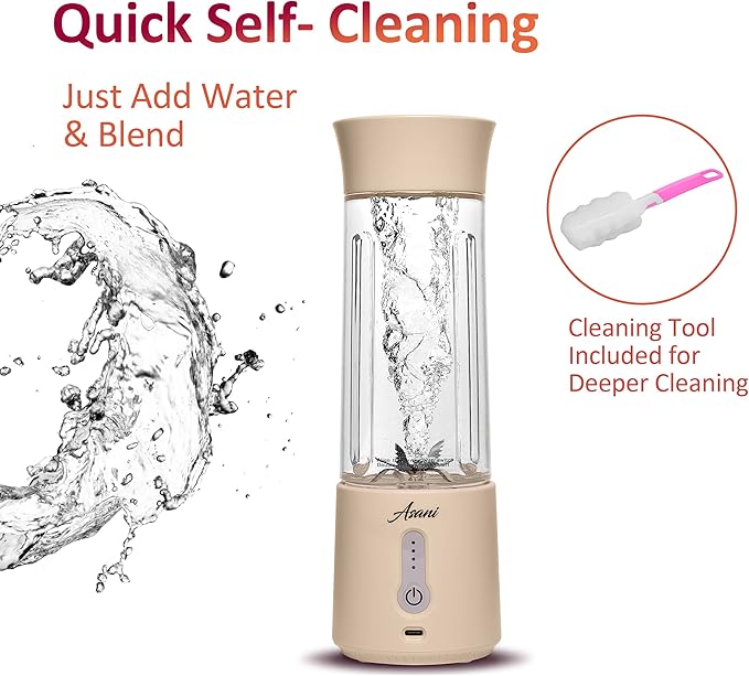 Asani Portable Blender for Shakes and Smoothies, USB Rechargeable Personal Blender, Mini Blender, Strong Stainless-Steel Blades, & Powerful Motor, For Travel, Camping, Gym (Milk White)