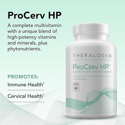 Theralogix ProCerv HP High-Potency Multivitamin - 90-Day Supply - Support for Women & Men - Immune Support Supplement - Includes Vitamin B, Vitamin C, Vitamin D & Zinc - NSF Certified - 270 Capsules