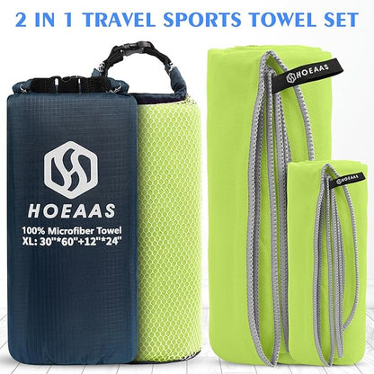 HOEAAS 2 Pack Microfiber Camping Towels