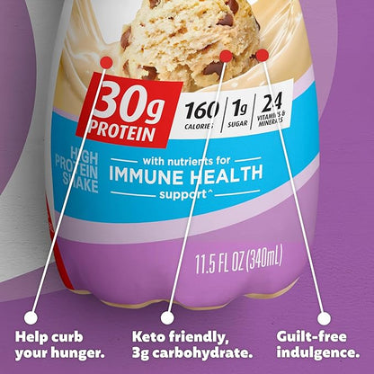 Premier Protein Shake, Cookie Dough, 11.5 Fl Oz (12 Pack), 30g Protein, 1g Sugar, 3g Carbs