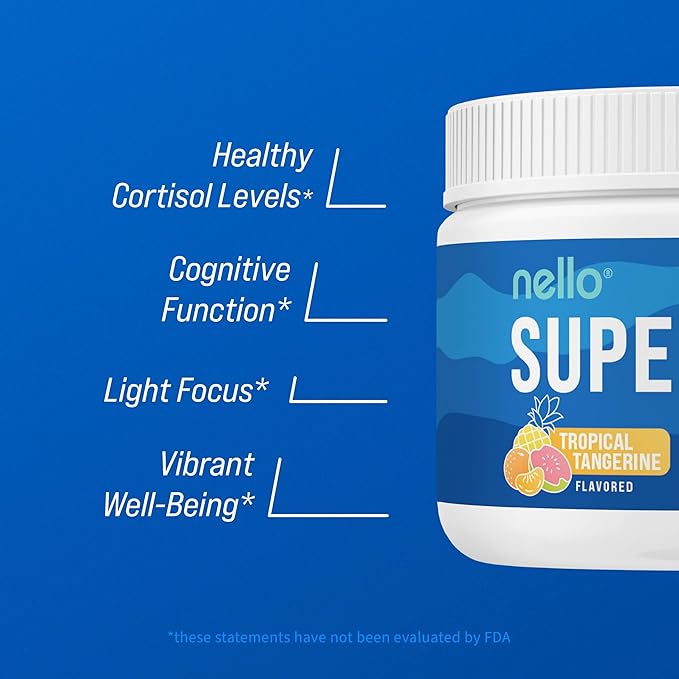 Supercalm Powdered Drink Mix, Tropical Tangerine, L Theanine, Ksm-66 Ashwagandha, Magnesium Glycinate, Vitamin D 3, Supplements for Relaxation & Focus, Natural, No Sugar, Non GMO, 30 Srvg