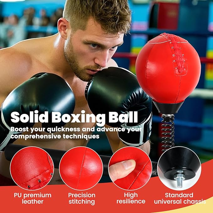 INNOLIFE Red Solid and Thick Speed Ball Reflective Bag - No Pump Needed - Ideal for MMA and Boxing-Suitable for All Boxing Equipment Replacement