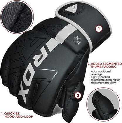 RDX MMA Gloves Grappling Sparring, Pre-Curved Mixed Martial Arts Mitts Men Women Boxing Gloves, Maya Hide Leather Kara Cage Fighting Workout, Combat Sports Training, Muay Thai, Punching Bag Kickboxing