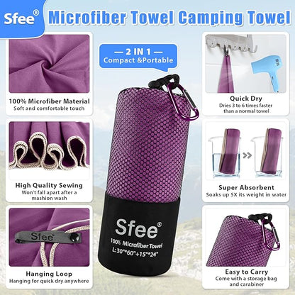 Sfee 2 Pack Microfiber Travel Towel