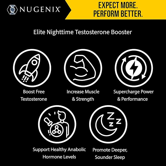 Nugenix PM ZMA - Nighttime Free Testosterone Booster and Sleep Support, 120 Count