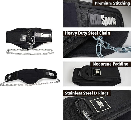 RIMSports Dip Belt For Weight Lifting - Weighted