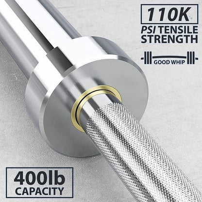 Synergee Essential 40lb Chrome Olympic Barbell. Great for Weightlifting