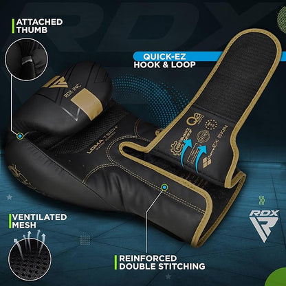 RDX Kids Boxing Gloves Sparring and Muay Thai Maya Hide Leather, Kara Patent Pending Junior Training Mitt for Kickboxing, Punching Bag, Focus Pads, MMA, Thai Pad, Double End Ball Punching Gloves
