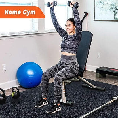 SUPERJARE 0.4 Inch Gym Flooring for Home Gym 24 Tiles 24"" x 24"" Workout (96 sqft),