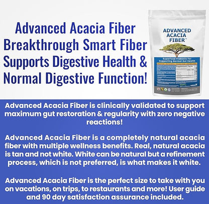 Advanced Acacia Fiber Powder 16oz Soluble Fiber Leaky Gut Repair Powder. Natural Fiber Supplement Powder for Gut Health, Regularity, Digestive Rejuvenation