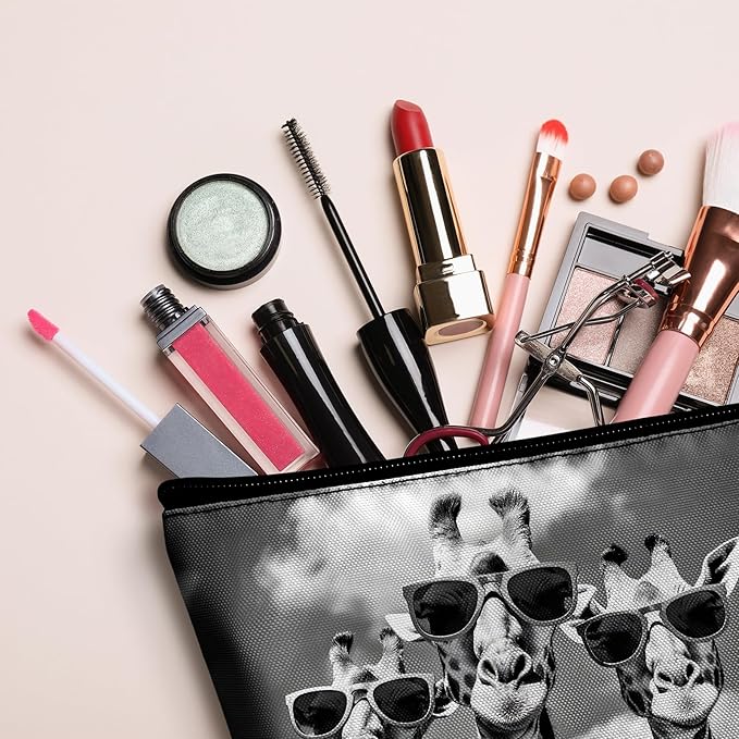 Novelty Makeup Bag for Purse - Giraffe Travel Bags Cute Cosmetic Bag for Women Makeup Organizer for Travel Essentials