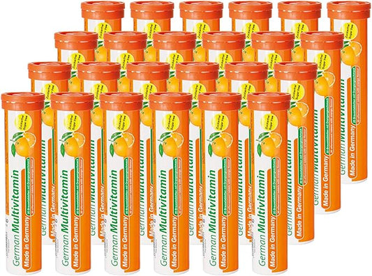 German Multvitamin 10 Vitamins - 480 Vegan Drink Effervescent Tablets - Orange Flavor - Made in Germany