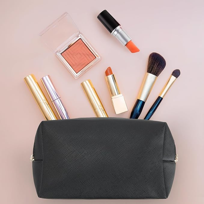 HAOGUAGUA Makeup Bag Pouch Purse Organizer Waterproof Travel Cosmetic Organizer for Women Girl Medium Size (Black)
