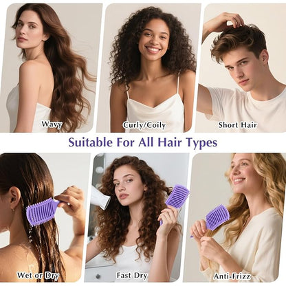 Curl Defining Brush, Vented Curly Hair Brush for Effortlessly Detangling Shaping and Defining Women's Men's Curls on All Wet or Dry Hair Types, Reduces Frizz (Purple)