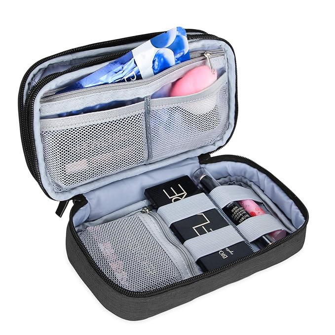 Teamoy Travel Makeup Brush Bag(up to 8.5"), Professional Cosmetic Bags Organizer Case with Handle Strap for Makeup Brushes and Beauty Supplies-Small, Black (No Accessories Included)