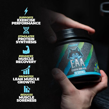 Huge EAA Supplement, Highest Dosed Essential Amino Acids Powder, 12.85g EAAs & 8g BCAAs Per Serving, Maximize Muscle Growth, Recovery & Performance (Kiwi Blueberry, 17.73 Oz.)