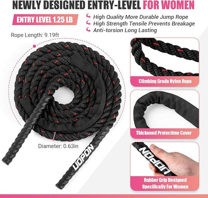 Weighted Jump Rope for Women 1.25LB Heavy 9.2FT Weight