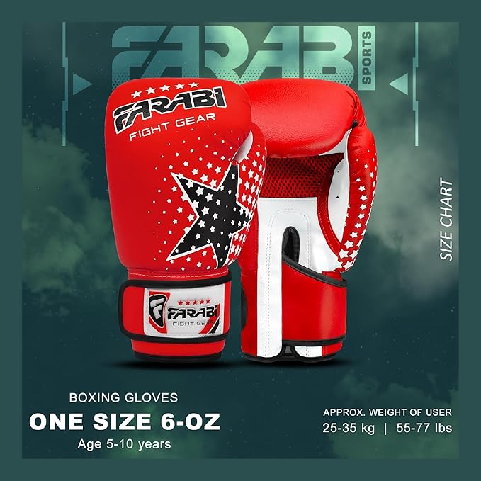 Farai Kids Boxing Gloves 6-oz Kickboxing Muay Thai Training MMA Sparring Gloves, Best Gloves for Training on Punching Bag, Focus Pads Practice