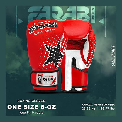 Farai Kids Boxing Gloves 6-oz Kickboxing Muay Thai Training MMA Sparring Gloves, Best Gloves for Training on Punching Bag, Focus Pads Practice