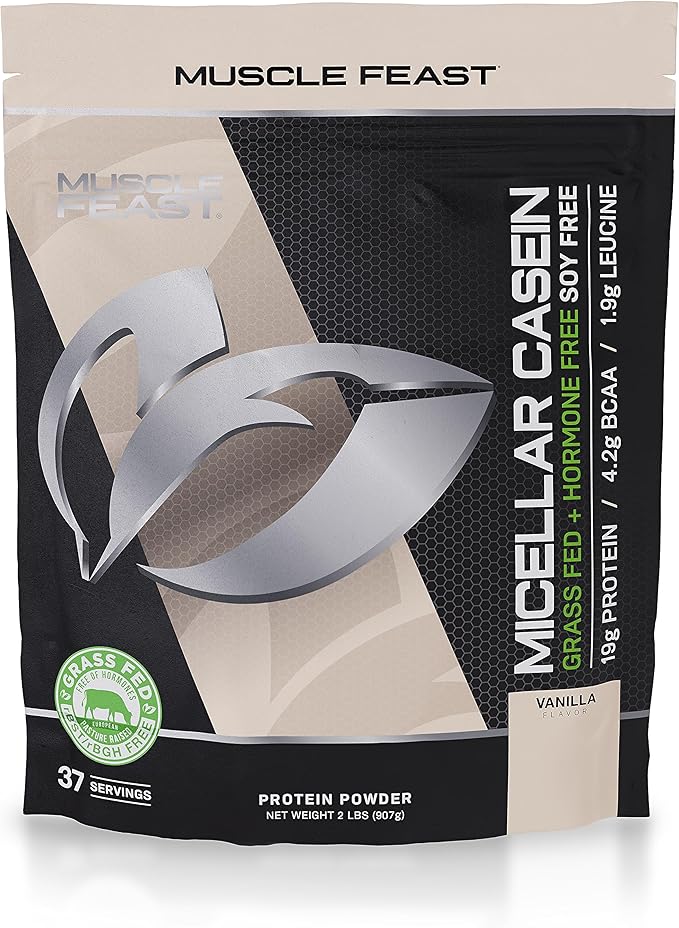Muscle Feast Micellar Casein Protein, All Natural Pasture Raised Hormone Free Soy Free, Vanilla, 2lb