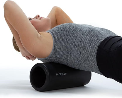 MICRODRY Deluxe Fitness Foam Back Roller for Muscle Relief 13x5.3", Black