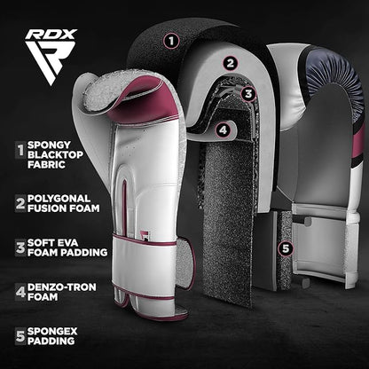 RDX Women Boxing Gloves for Training Muay Thai Maya Hide Leather Ladies Mitts for Fighting, Kickboxing, Sparring EGO Glove for Punch Bag, Focus Pads and Double End Ball Punching