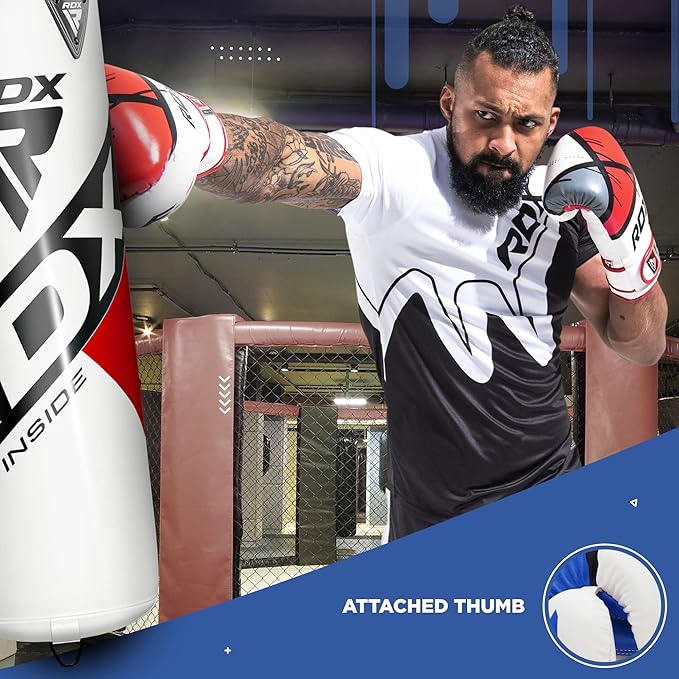 RDX Boxing Gloves EGO, Sparring Muay Thai Kickboxing MMA Heavy Training Mitts, Maya Hide Leather, Ventilated, Long Support, Punching Bag Workout Pads, Men Women Adult 8 10 12 14 16 oz