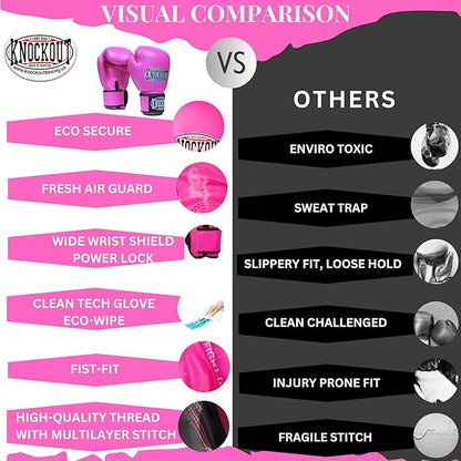Knockout Gel Boxing Gloves for Men Women - Pro Training Sparring, Maya Hide Leather Muay Thai MMA Kickboxing, Adults-Kids Heavy Bag Workout Gloves for Boxing -Ultra-Wide Wrist Support 10 oz - 16 oz