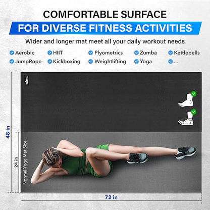 YES4ALL Large Exercise Mat for Home Gym, 6'x4'x7mm Thicker Foam Fitness Workout Mats, Gym Flooring for Cardio, Shoe-Friendly