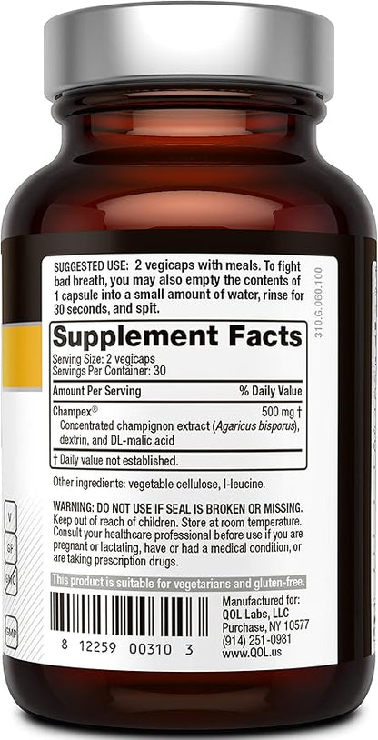 Quality of Life - Detoxification Support - Fight Bad Breath and Body Odor - Deodorex - 60 Vegicaps