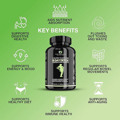 THE ENCLARE NUTRITION Colon Cleanser Detox. Premium 15 Day Fast-Acting Diet Pills, Probiotic, Fiber, Natural Laxatives Constipation Relief, Bloating. Boosts Energy, Focus, Gut Health (1)