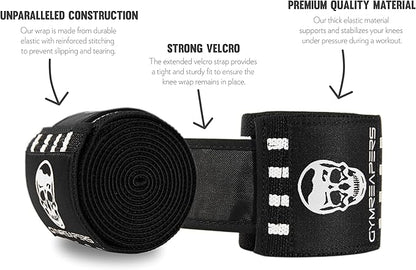 Gymreapers Knee Wraps for Squats and Powerlifting 72 Inch Compression Wraps with Strap for Men & Women Weightlifting Support