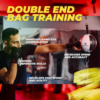 Boxerpoint Bag for Boxing - Premium Punching Bags - Durable PU Leather & Adjustable Cords Double Ended Punching Bag, Speed Bags for Adults & Kids, Boxing Equipment