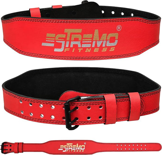 ESTREMO Weight Lifting Belt Leather courted Power Lifting 4 Inches