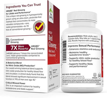 Terry Naturally Male Sexual Health - Dietary Supplement to Support Healthy Blood Flow & Circulation - Herbal Supplement with Korean Red Ginseng - Supplement for Men to Aid Healthy Energy - 48 Capsules