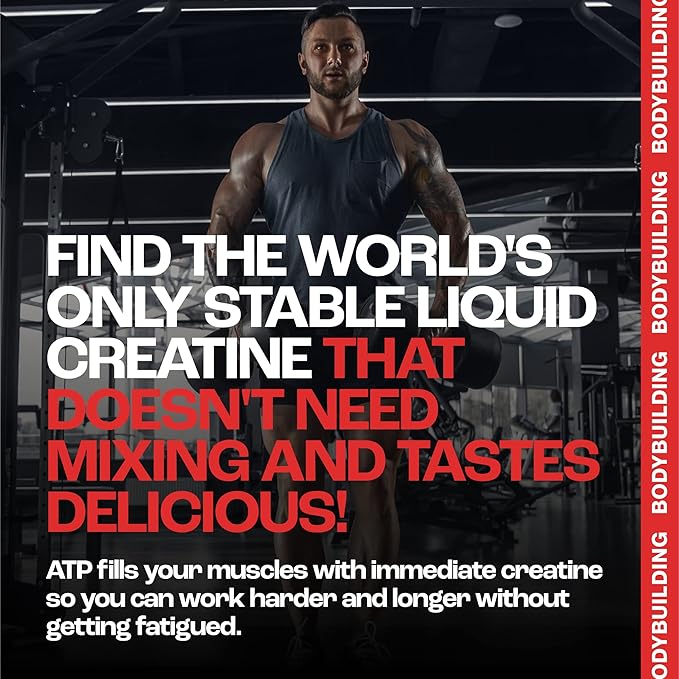 ATP+ for Men Pre-Workout Creatine Serum. Instant Energy, Power, Strength & Endurance. Boosts Muscle Growth, Bodybuilding Performance. with Amino Acids & Glucosamine. Strawberry, 5.1 Fl Oz