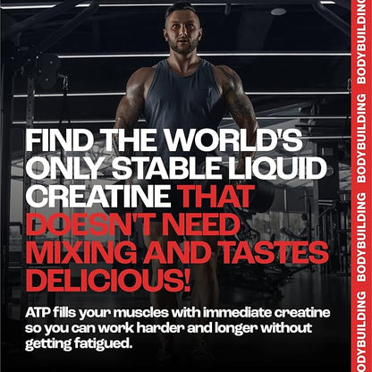 ATP+ for Men Pre-Workout Creatine Serum. Instant Energy, Power, Strength & Endurance. Boosts Muscle Growth, Bodybuilding Performance. with Amino Acids & Glucosamine. Strawberry, 5.1 Fl Oz
