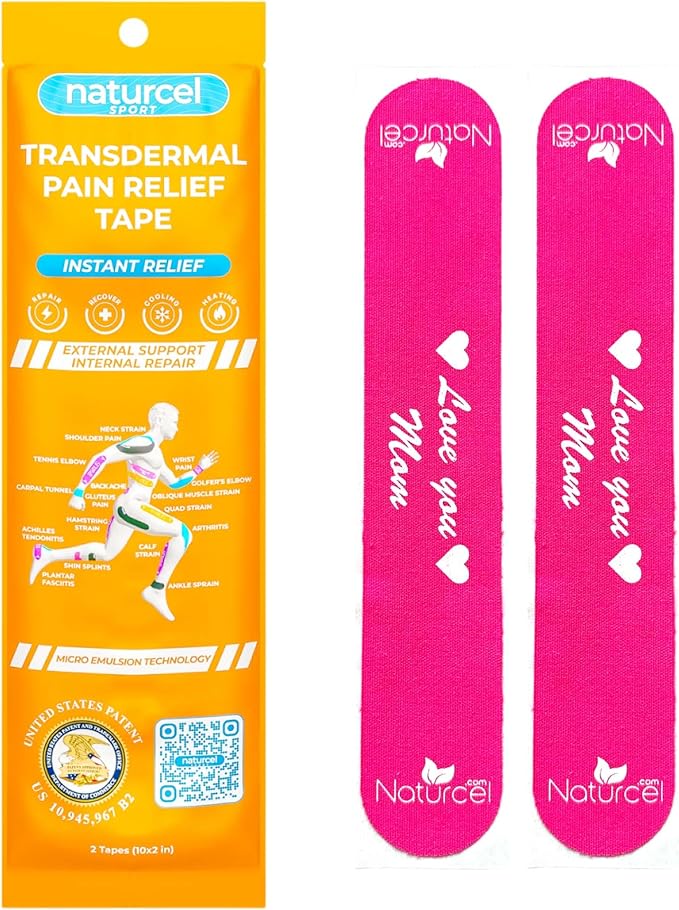 Sport Transdermal Pain Relief Tape, Kinesiology Tape, Sore Joints, Muscles, Back, Knee, Elbow, Shoulder Pain, 2 Elastic Strips(10x2 in), Water Resistant, Accelerated Recovery (Pink, 6 Pack)