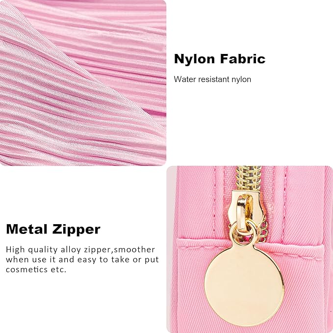 Initial Makeup Bag - Travel Cosmetic Bag, Cute Personalized Engagement & Bridesmaid Gifts (Pink)