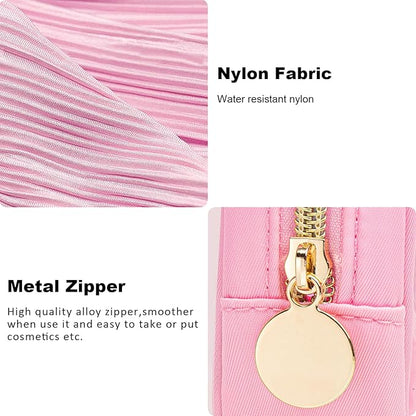 Initial Makeup Bag - Travel Cosmetic Bag, Cute Personalized Engagement & Bridesmaid Gifts (Pink)