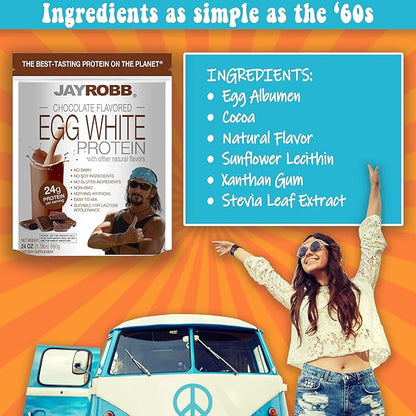 Jay Robb Chocolate Egg White Protein Powder, Low Carb, Keto, Vegetarian, Gluten Free, Lactose Free, No Sugar, No Fat, No Soy, Nothing Artificial, Non-GMO, Best-Tasting (Individual Packets)