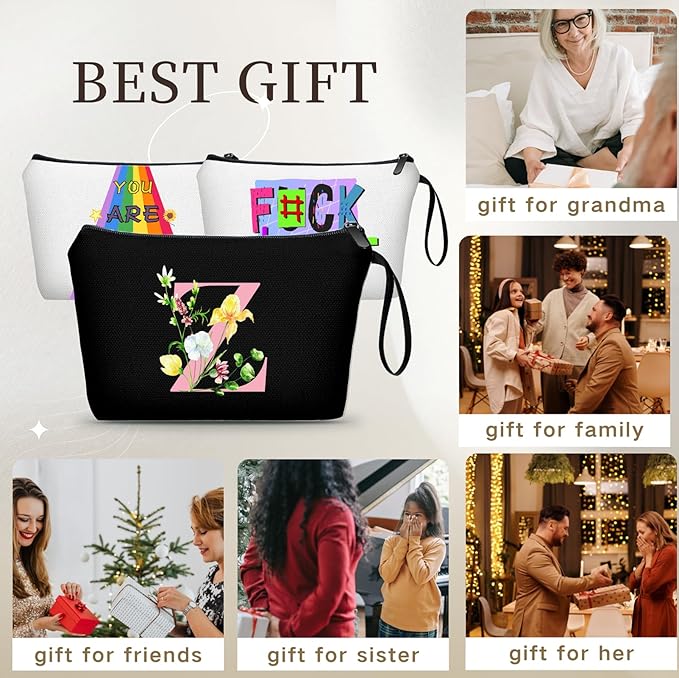 SEAMOON Bride to be Birthday Womens Unique Initial Monogram Gifts for Women Mom Personalized Travel Makeup Cosmetic Bag with Mirror Valentines Mothers Day Christmas Graduation Z