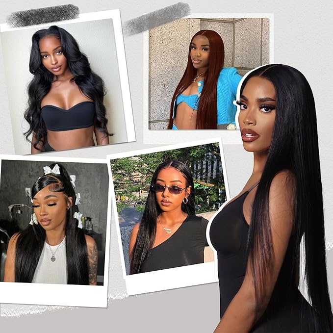 7x5 HD Lace Wear and Go Glueless Wig Human Hair Pre-Plucked, Pre-Cut Lace Glueless Wigs, No Glue Lace Front Closure Wig Straight, 180% Density, 34inch
